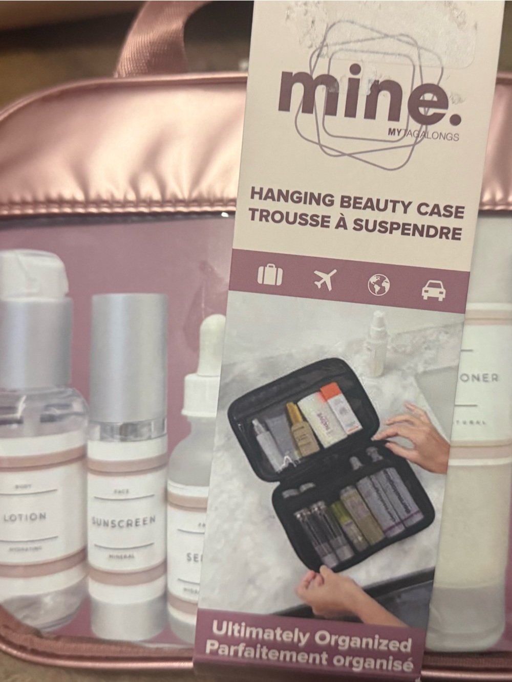 mine Pink Metallic Hanging Beauty Case